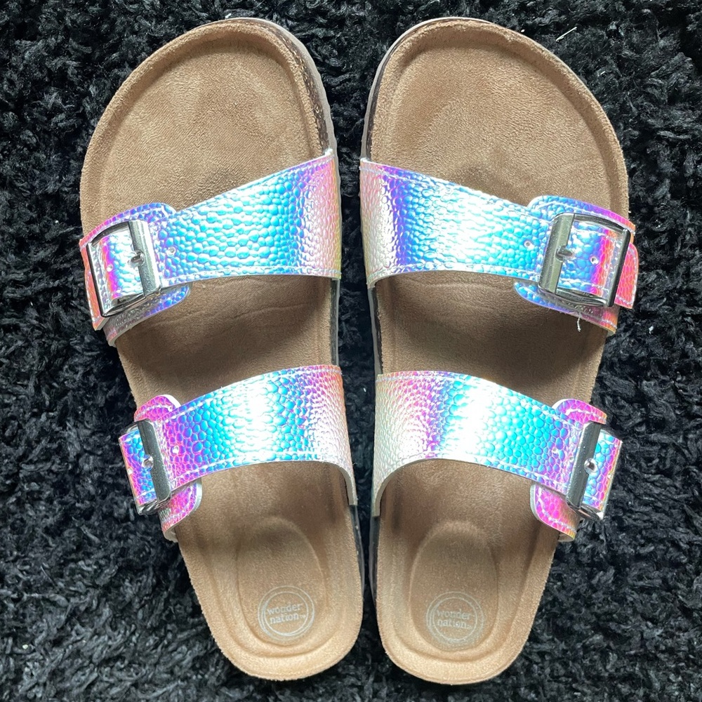 Wonder Nation iridescent slide ons